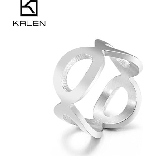 Kalen Simple Round Fresh Design Finger Stainless Steel Ring Charm Rings for Women Party Jewelry Girl Gift