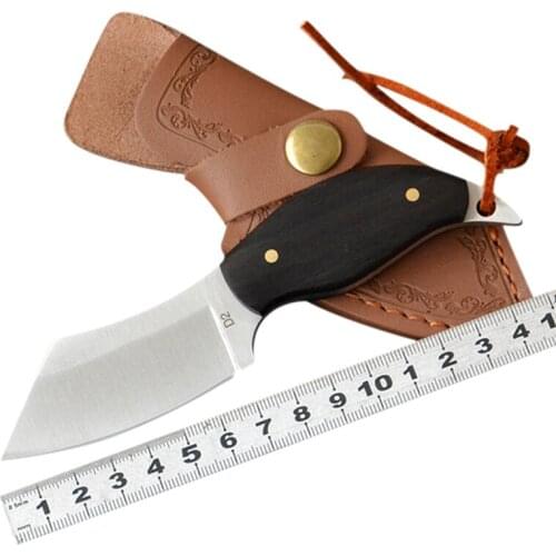 Straight Knife High Hardness D2 Steel Outdoor Wooden Handle Self-defense Knife Portable Mini Sharp Tactical Survival Knife
