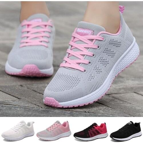 Sport Shoes For Women Tennis Shoes 2020 Lace-Up Fashion Breathable Mesh Flat Sneakers Casual Shoes Calzado Deportivo Mujer