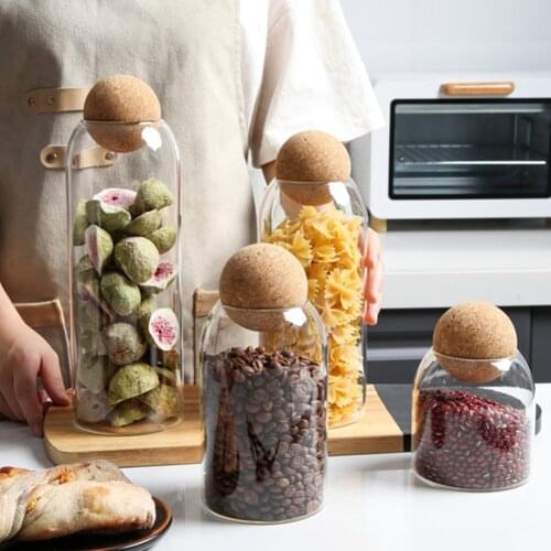Ball cork lead-free glass jar with lid bottle storage tank sealed tea cans cereals transparent storage jar coffee contains 800ml