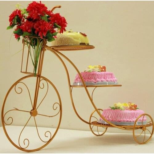 Cake decorating christmas decor iron bike cake stand set wedding birthday multi story dessert rack nordic creative cake rack