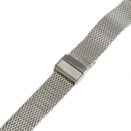 Unisex Mesh Steel Watch Band Safety Buckle Silver Hot Replacement Wrist Watchband Bracelet for Watch Strap 24mm