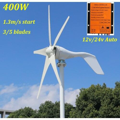 Free energy 1.3m start up 3 phase AC 12v 24v 48v wind turbine with 12V 24V Auto Controller home use 400w wind turbine