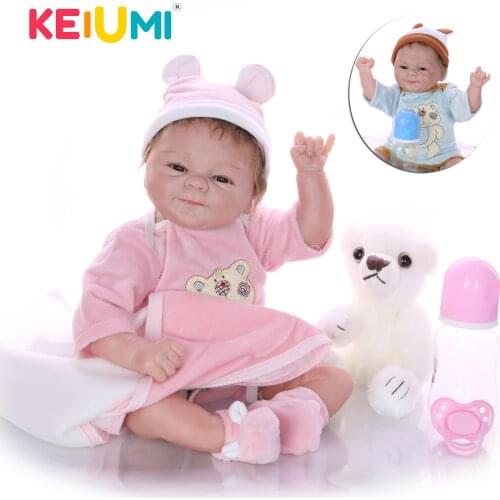 Funny 17 inch Reborn Baby Doll Twins Soft Silicone Girl and Boy Kids Playmates Stuffed PP Cotton Boneca Reborn Bear DIY Toys
