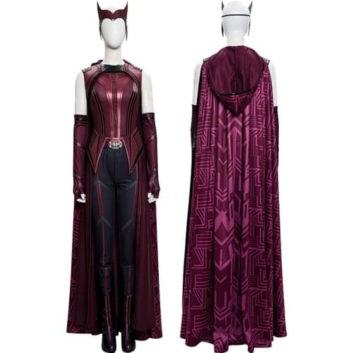 Adult Women WandaVision Cosplay Wanda Costume Leading Role Clothing Halloween Masquerade Outfit Full Sets With Boots