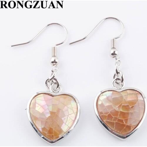 RONGZUAN Natural Seashell Earrings Abalone Shell Heart Shape Dangle Drop Earring for Women Casual Beach Summer Jewelry TR3220
