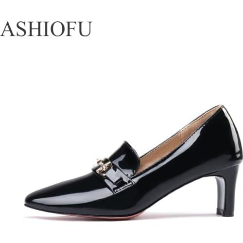ASHIOFU New Women 6cm Heel Pumps Office&Career Slip-on Shoes Business Party Fashion Evening Court Shoes