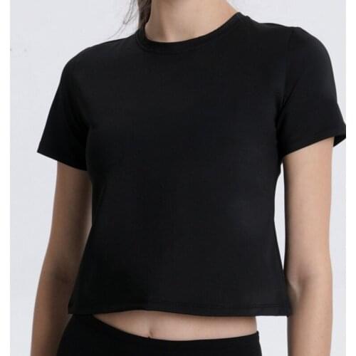 Womens Fast Dry Crop Top Breathable Yoga Shirts Slim Comfortable Running Fitness Clothes Short Sleeve Top For Women Gym Sport