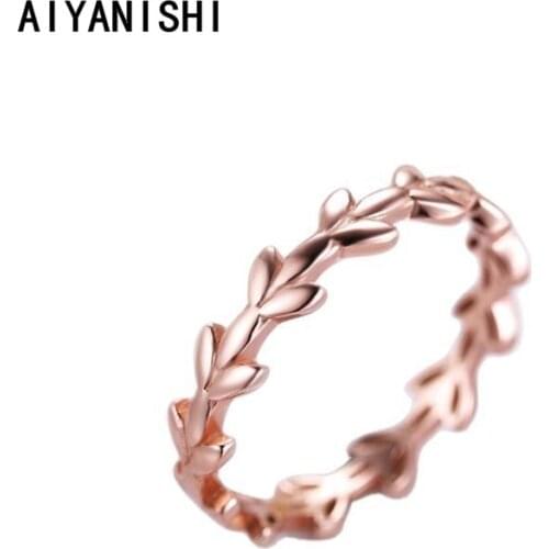 AIYANISHI 925 Sterling Silver Band Rings for Women Leaves Shape Cute Wedding Plain Silver Band Rings Lover Party Jewelry Gifts