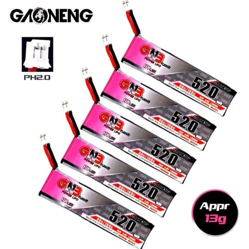 1-10PCS GNB 520mAh 3.8V 80C/160C 1S 4.35V HV Lipo Battery With PH2.0 Plug For Emax Tinyhawk Kingkong LDARC TINY7 RC Parts