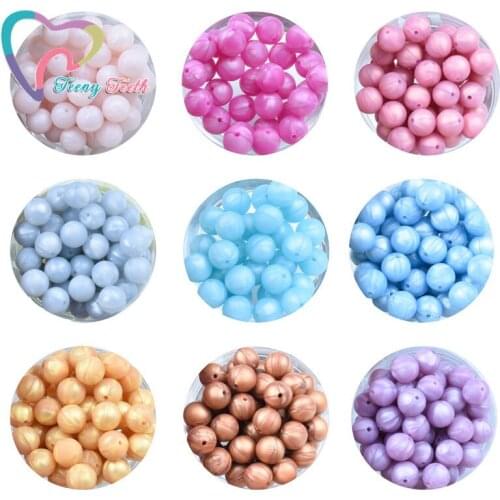 100 PCS New Metallic Colors Series Round 12-15 MM Silicone Loose Beads Baby Toy Diy Teether Teething Necklace Accessories