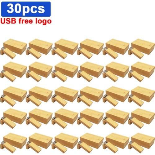 30pcs/lot Hot sell Wood usb flash pen drive usb 2.0 wooden usb box 4GB 8GB 16GB 32GB 64GB data storage wedding gift free logo