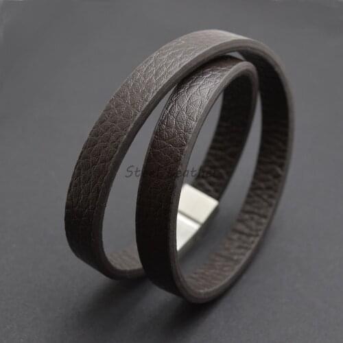 5pcs/lot Engrave Logo Stainless Steel Top Quality Jewelry Male Brown Leather Bracelet Men Braided Multilayer Fashion Punk Sale