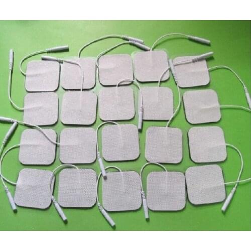 50 pair) 100pcs Replacement Pads Tens Electrodes for Tens Digital Therapy Machine Massager 5x5cm Nerve Stimulator with 2mm Plug