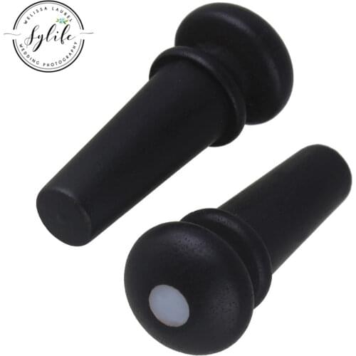 6PCS 29x12mm Ebony Folk Guitar Bridge End Pin with White Shell Dot