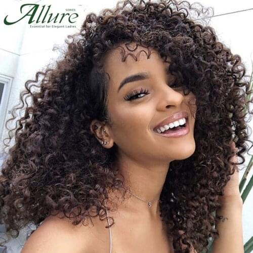 Afro Kinky Curly Part Lace Front Human Hair Wigs For Black Women Remy Brazilian Hair Wigs Human Women Wigs Allure Free Shipping