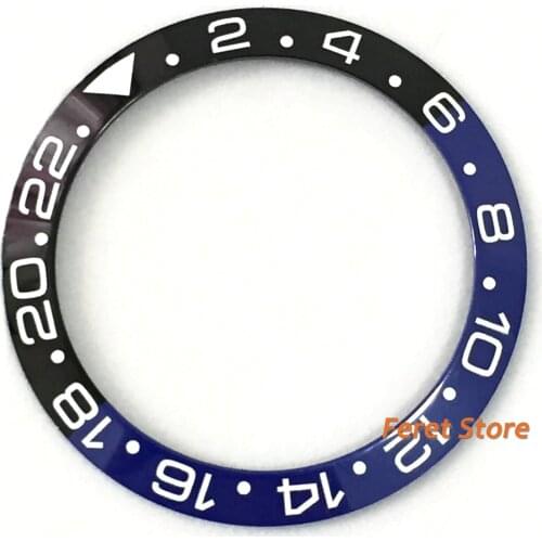 40mm Watch accessories BLIGER high quality blue and black ceramic watch bezel for 43mm Automatic mens Watch