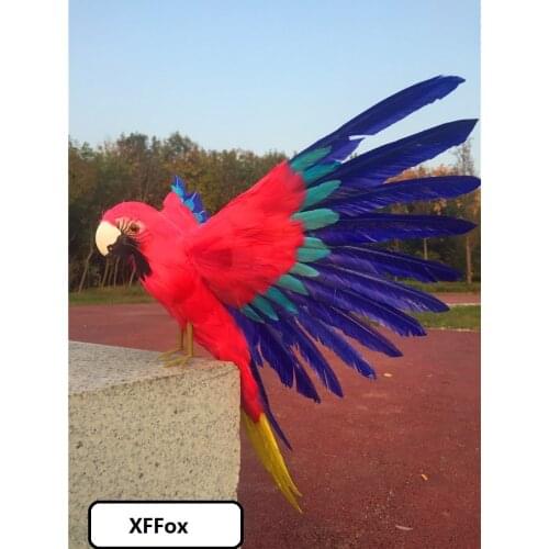 Big real life red&blue wings parrot model foam&feather yellow tail parrot bird gift about 40x60cm xf2599