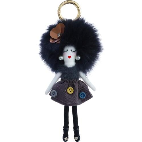 Real Fox Fur Pompom Fluffy Doll Keychain Backpack Baby Gifts Soft Toys with Hanger Key Purse Bags Pendant For Girl Women Kids