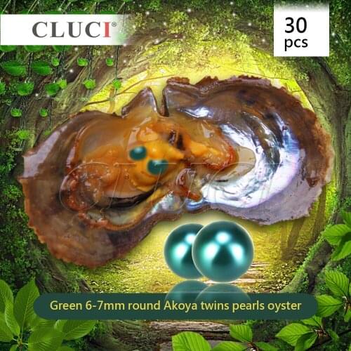 CLUCI 30pcs Pretty Color pearls oyster, CAN GET 60 Green Twins Pearls 6-7mm, round akoya pearl oysters, free shipping WP217SB