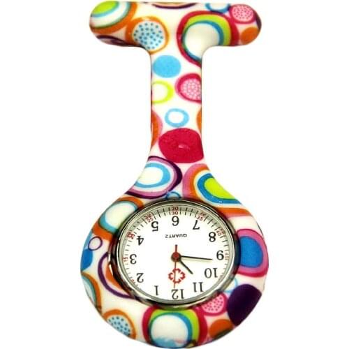 Colored Circles Nurse Watches Printed Style Clip-on Fob Brooch Pendant Pocket Hanging Doctor Nurses Quartz Watch Dropshipping