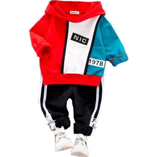 Spring Autumn Baby Boys Girls Clothes Infant Letter T Shirt Pants Boy 2pcs/sets Children Fashion Splice Kid Casual Tracksuits