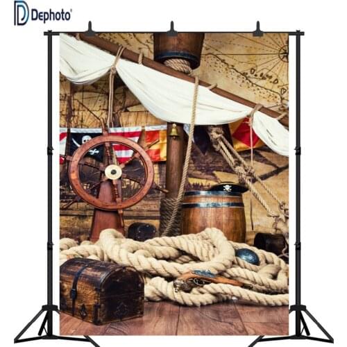 DePhoto Pirate Ship DeckBaby Birthday Theme Seamless Vinyl Photography Backdrop Photo Background Studio Prop PGT354