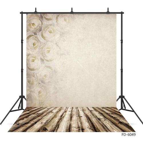 Photo Background Flowers Wallpaper Wooden Floor Customized Backdrops for Baby Children Birthday Photophone Photography Props