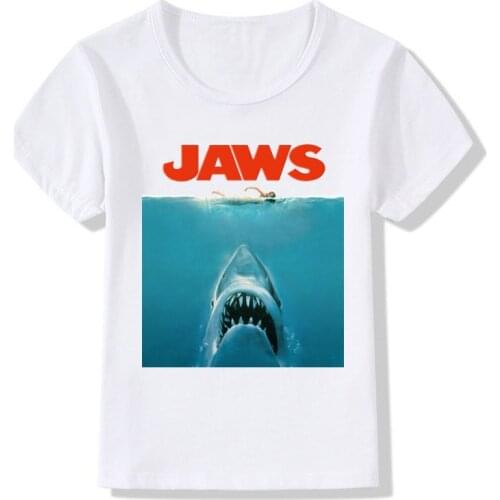 Boys and Girls Print Jaws Movie Fashion T-shirt Children Summer Casual T shirt Kids Tops Tees Baby Clothes