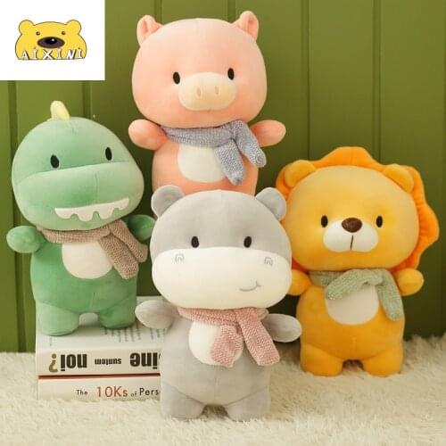 Kawaii Pushie Pig Plush Toy Plush Dinosaur Hippo Little Lion Plush Cute Soft Animals Lion Stuffed Toys Children Birthday Gift