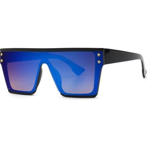 Square Flat Top Sunglasses Men Women Mirror Fashion Lady Glasses UV400 Black Sun Glasses Star Eyewear Lentes De Sol Hombre