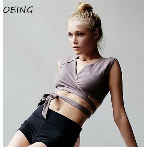 2021 Summer Womens Dry Fit Yoga Tank Vest Activewear Tops Fiotness Jogging Bandage V Neck Crop Top