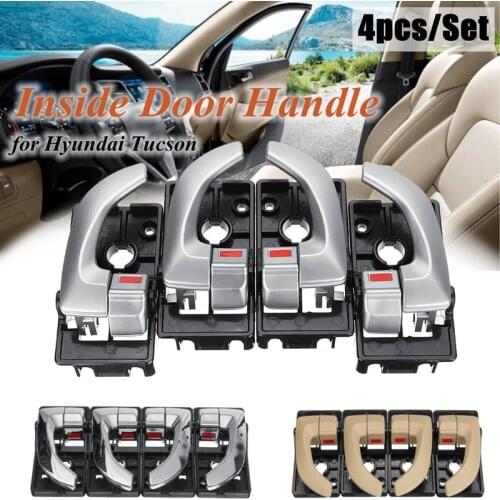 4Pcs Car Interior Inside Door Handle Left Right Replacement Set For Hyundai Tucson 2005 - 2009