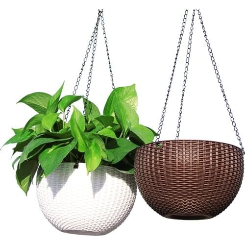 1pc 21cm Wall Hanging Rattan Plant Flower Pot Basket Planter Self Watering Succulent Plant Chlorophytum Hanging Pot