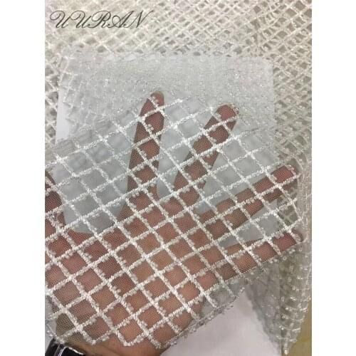 Nigerian French Net Lace Off White Embroidered Tulle Mesh Lace Fabric PWD2032012 with Beads for Bridal Dress