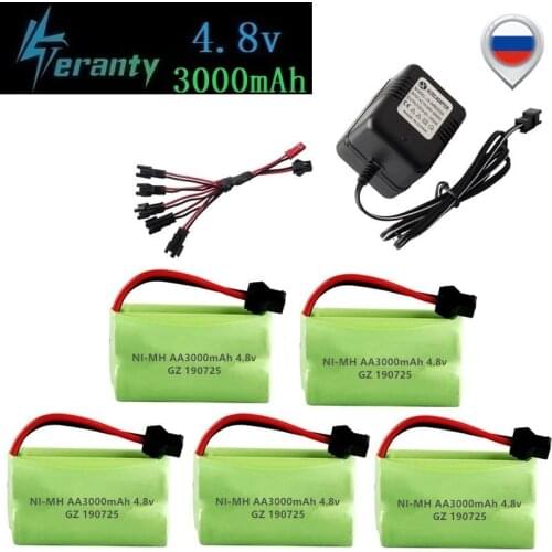 SM Plug) Ni-MH 4.8v 3000mah Battery + USB Charger For Rc toys Cars Tanks Robots Boats Guns 4* AA 4.8v Rechargeable Battery Pack