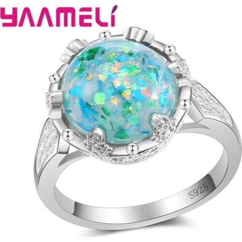 Latest Luxury Fashion Vintage Jewelry Rings For Women 925 Sterling Silver Trendy Royal Style Opal Stone Knuckle Rings