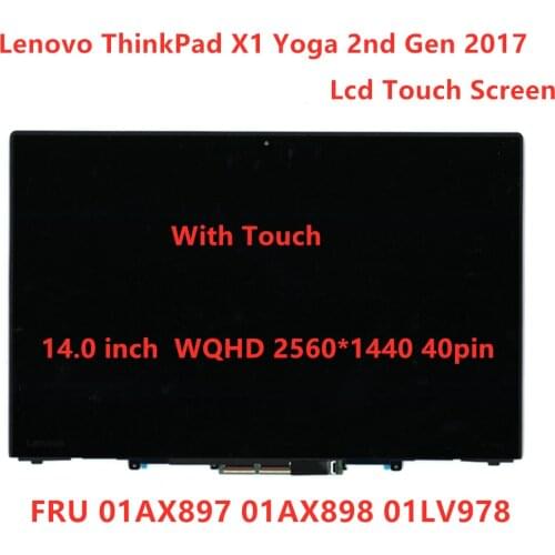 New Original LCD touch Screen For Lenovo Thinkpad X1 Yoga 2nd Gen 14.0"WQHD 40pin LCD Screen FRU 01AX897 01AX898 01LV978