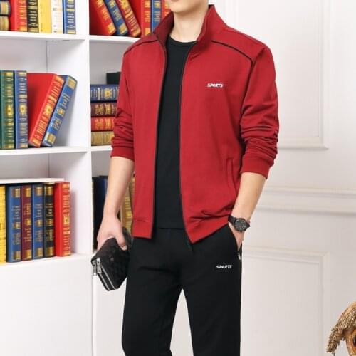 Autumn Fashion Running Sets Sport Suit Jacket +T Shirt +Sweatpants Sportswear 3 Pieces Sets Tracksuit Jogging Suit Mens Clothing