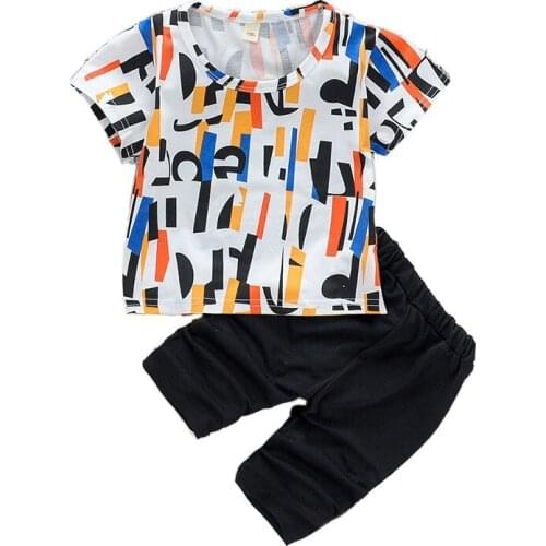 2-6T Boy Outfit Boys T-Shirt Shorts Sets Summer Costumes Colorful Pockets Short Pant Suit Clothes Outfits Girl Set Kids Clothing
