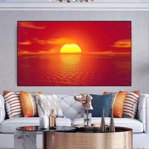 Seaside Sunset Landscape Canvas Painting Modern Poster Print Wall Art Pictures for Living Room Home Decoration Painting
