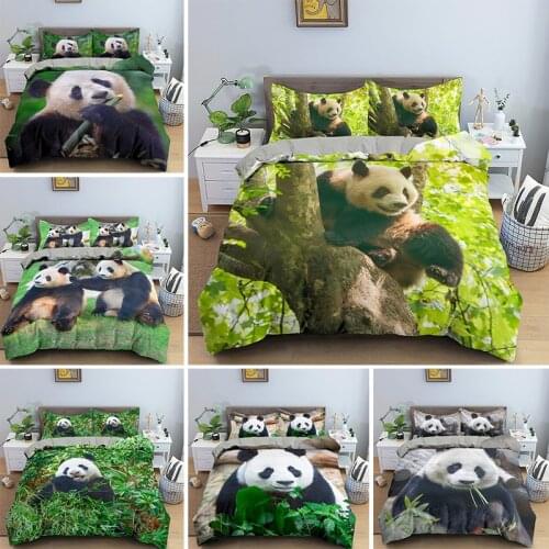 Gift Panda Printed 2/3pcs Bedding Set Bamboo Duvet Cover For Adult Child Bedclothes With Pillowcase Comforter Covers Bed Sets