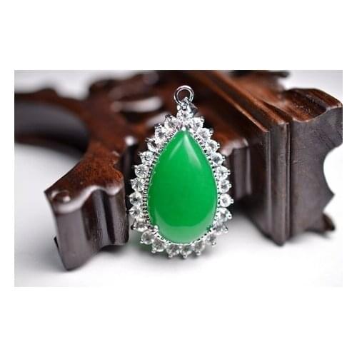 Authentic Malay jade pendant paragraphs female fashion necklace teardrop-shaped detonation roses rich atmosphere 149