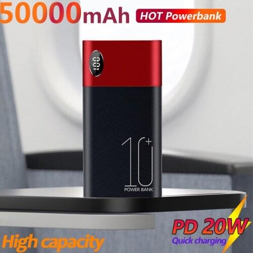 Portable Power Bank 50000mAh for Samsung Xiaomi mi IPhone Fast Charging External Battery Charger with Digital Display Dual USB
