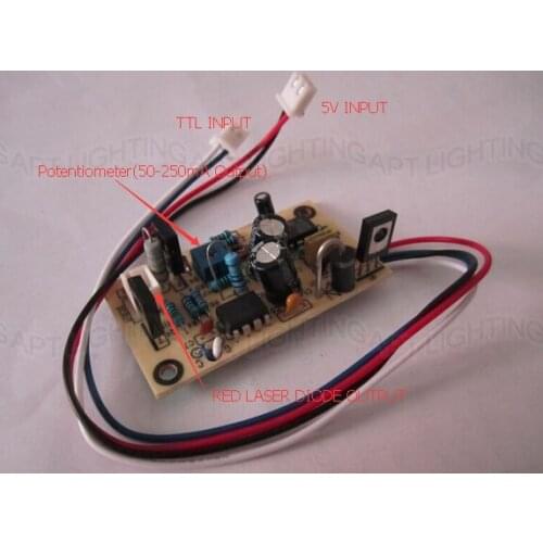DC 5V INPUT Constant current laser with TTL driver board 2~2.5V 50~250mA adjustable current FOR RED LASER DIODE