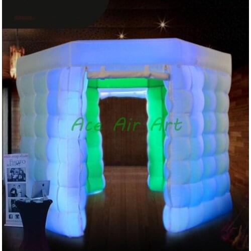 Festival display advertising inflatable cabinet,octagon style photo booth with 2 doors External Blower for exhibition
