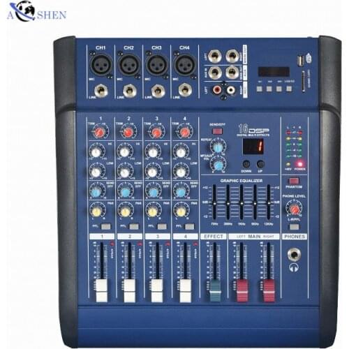 402D Professional 4 Channel Audio Mixer with USB DJ Sound Mixing Console with power Amplifier For Karaoke singing stage