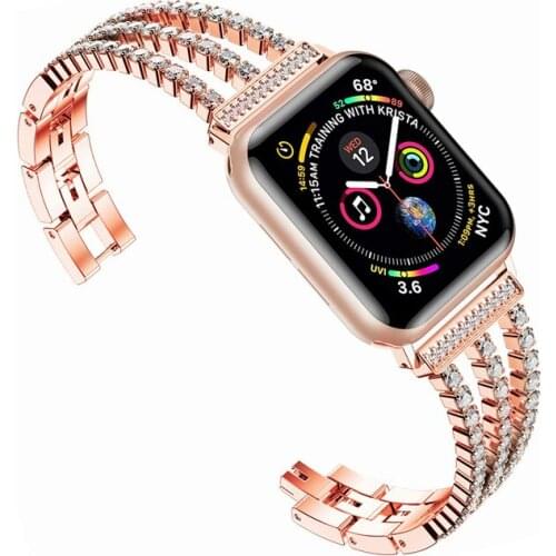 Diamond strap for Apple Watch Band 40mm 38mm 42mm 44mm IWatch series 6/5/4/3/2/1 Stainless Steel Bracelet women metal watchband