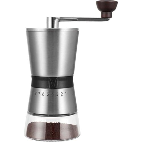 Manual Coffee Grinder with Adjustable 8 Setting Hand Milling Stainless Steel for Camping Turkish Brew Espresso Home Office
