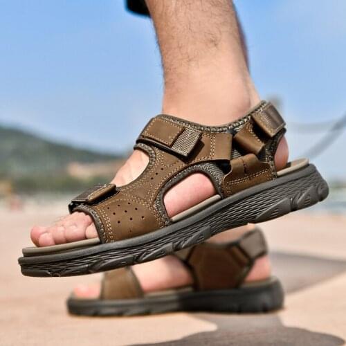 Mens Sandals Outdoor Genuine Leather Breathable Men Sandals Leather Casual Office Dress Men Beach Sandals Mens Sandals